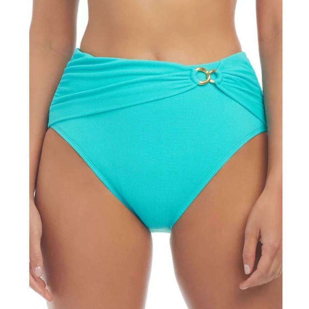Bleu by Rod Beattie Women's Blue Ring Hardware High-Waist Bikini Bottoms 4